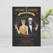 Elegant Gothic Costumes & Cocktails Halloween  Kaart (Staand voorkant)