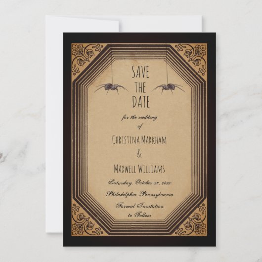 Elegant gothic Deco Lijst Cornices Save the Date (Voorkant)