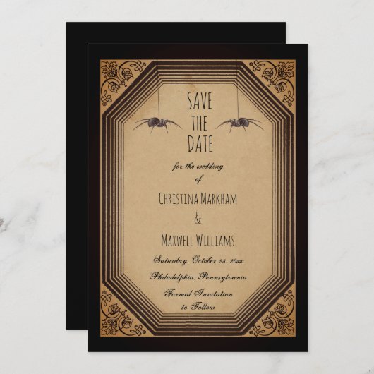 Elegant gothic Deco Lijst Cornices Save the Date (Voorkant / Achterkant)