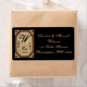 Elegant Gothic Deco Skeletons Wedding Monogram Lab Etiket (Insitu)