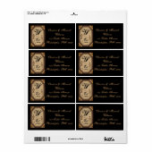 Elegant Gothic Deco Skeletons Wedding Monogram Lab Etiket (Full Sheet)