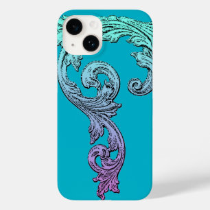 Elegant Gothic Design in Blue Case-Mate iPhone 14 Hoesje