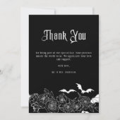 Elegant Gothic Floral Black Wedding Photo Bedankkaart (Voorkant)