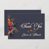 Elegant Gothic Floral minimalistische bruiloft dan Bedankkaart (Voorkant / Achterkant)