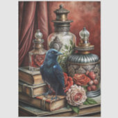  Elegant Gothic Floral & Raven Furniture Decoupage Tissuepapier (Voorkant)