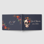 Elegant Gothic Floral Skull Bruiloft Gastenboek (Volledig)