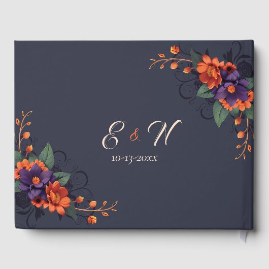 Elegant Gothic Floral Skull Bruiloft Gastenboek (Achterkant)