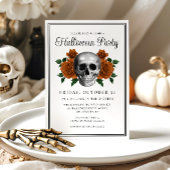 Elegant Gothic Floral Skull Halloween Invitation Kaart