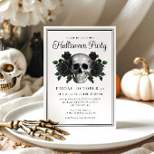 Elegant Gothic Floral Skull Halloween Invitation Kaart