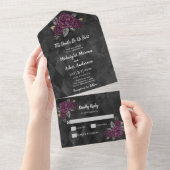Elegant Gothic Floral Wedding All In One Uitnodiging (Afscheurbaar)