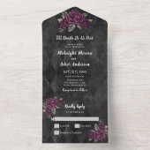 Elegant Gothic Floral Wedding All In One Uitnodiging (Binnen)
