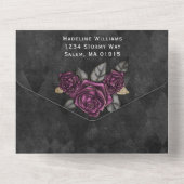 Elegant Gothic Floral Wedding All In One Uitnodiging (Achterkant)