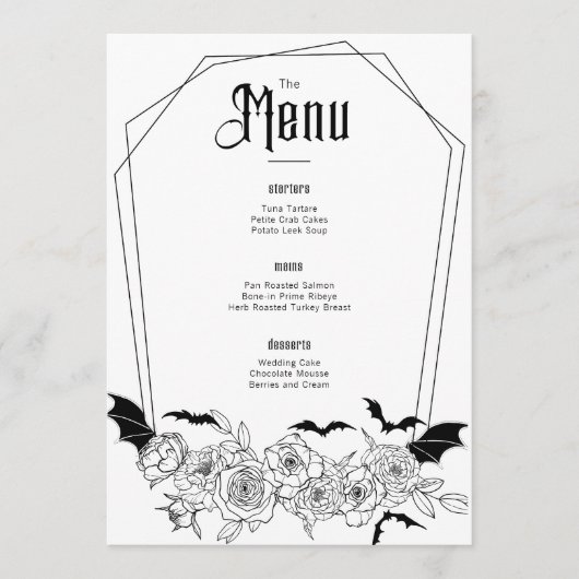 Elegant Gothic Floral Wedding Menu (Voorkant)
