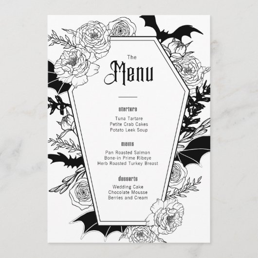 Elegant Gothic Floral Wedding Menu (Voorkant)