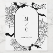 Elegant Gothic Floral Wedding Wijn Etiket (Enkel label)