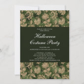 Elegant Gothic Green Damask Halloween Costume Kaart (Voorkant)
