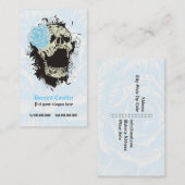 Elegant gothic grunge skull & blue roos custom visitekaartje (Voorkant / Achterkant)