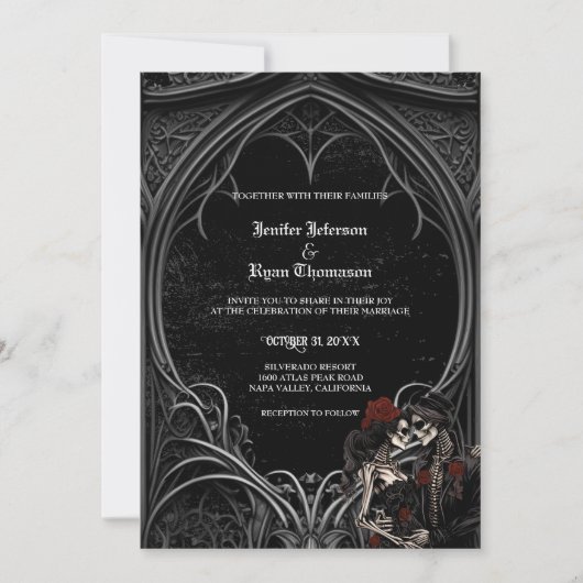 Elegant gothic halloween bruiloft Uitnodiging (Voorkant)