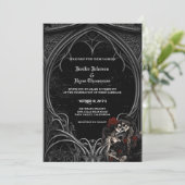 Elegant gothic halloween bruiloft Uitnodiging (Staand voorkant)