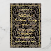 Elegant Gothic Halloween Costume Party Gold Folie Uitnodiging (Voorkant)