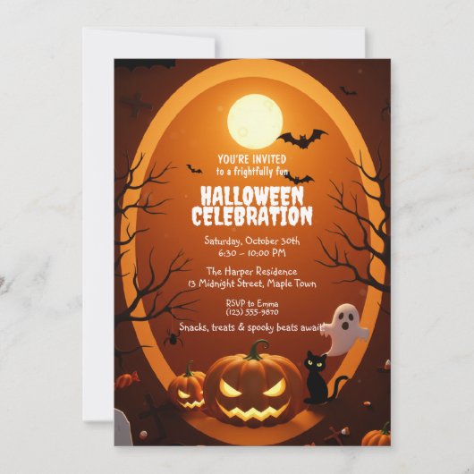 Elegant Gothic Halloween Party Invitation Kaart (Voorkant)