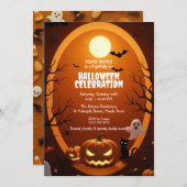 Elegant Gothic Halloween Party Invitation Kaart (Voorkant / Achterkant)