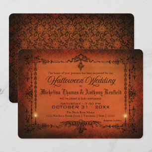 Elegant Gothic Halloween Wedding Invitation Kaart