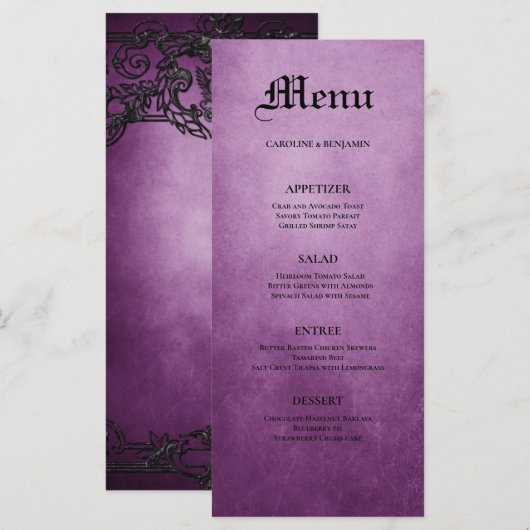 Elegant gothic halloween Wedding Menu (Voorkant / Achterkant)
