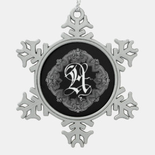 Elegant Gothic Initiaal A Snowflake Ornament