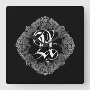 Elegant Gothic Initiaal A Vierkante Klok