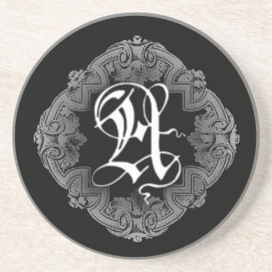 Elegant Gothic Initiaal A Zandsteen Onderzetter