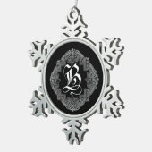 Elegant Gothic Initiaal B Snowflake Ornament (Rechts)