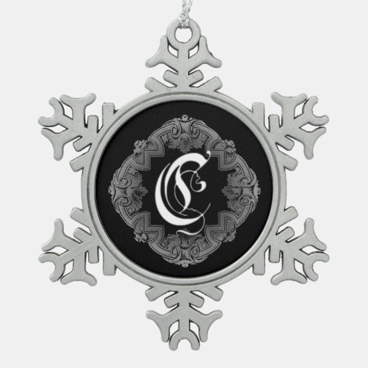Elegant Gothic Initiaal C Snowflake Ornament (Voorkant)
