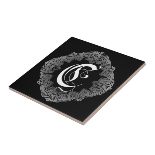 Elegant Gothic Initiaal C Tegeltje (Zijkant)