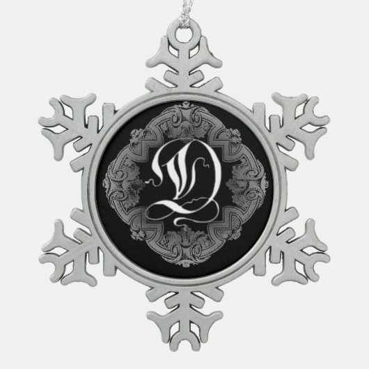 Elegant Gothic Initiaal D Snowflake Ornament (Voorkant)