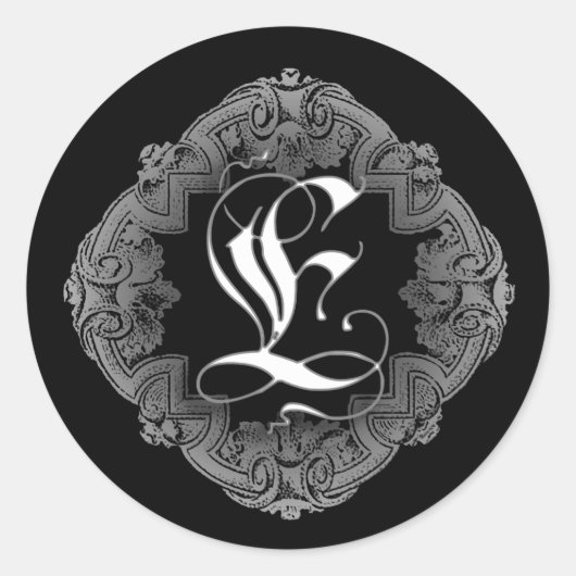 Elegant Gothic Initiaal E Sticker (Voorkant)