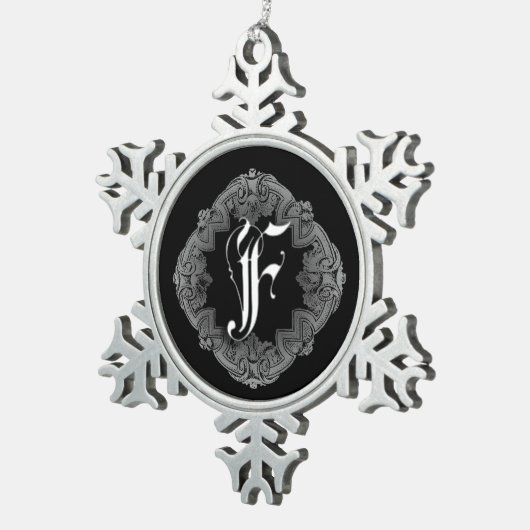 Elegant Gothic Initiaal F Snowflake Ornament (Rechts)
