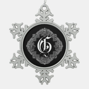 Elegant Gothic Initiaal G Snowflake Ornament