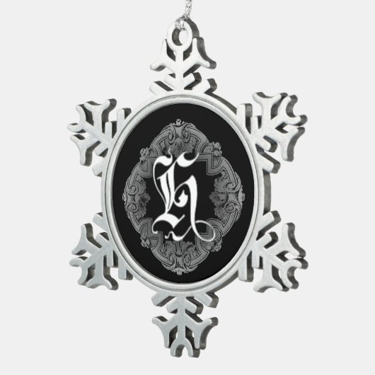Elegant Gothic Initiaal H Snowflake Ornament (Rechts)