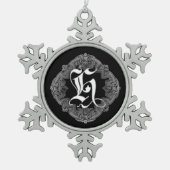 Elegant Gothic Initiaal H Snowflake Ornament (Voorkant)