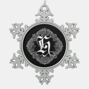 Elegant Gothic Initiaal H Snowflake Ornament
