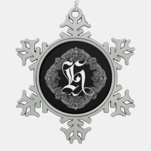 Elegant Gothic Initiaal H Snowflake Ornament (Voorkant)