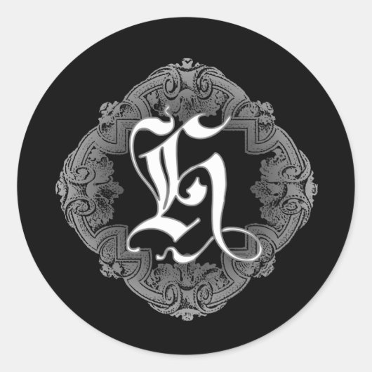 Elegant Gothic Initiaal H Sticker (Voorkant)