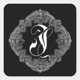 Elegant Gothic Initiaal J Vierkante Sticker