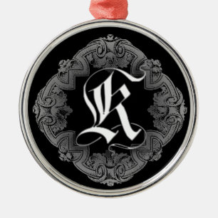 Elegant Gothic Initiaal K Metalen Ornament