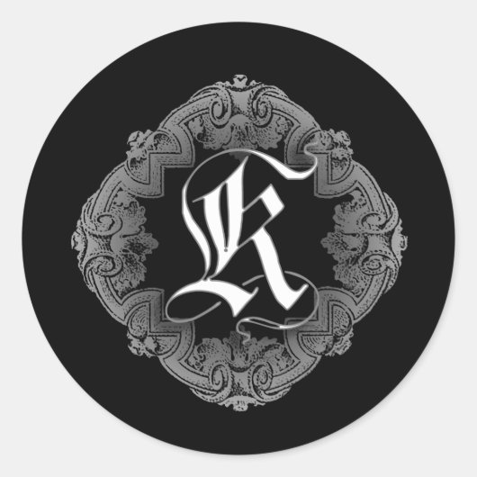 Elegant Gothic Initiaal K Sticker (Voorkant)