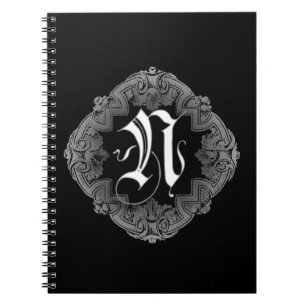 Elegant Gothic Initiaal N Notitieboek