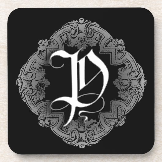 Elegant Gothic Initiaal P Onderzetter (Voorkant)