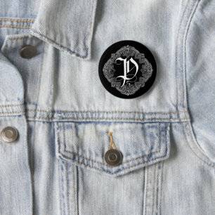 Elegant Gothic Initiaal P Ronde Button 5,7 Cm