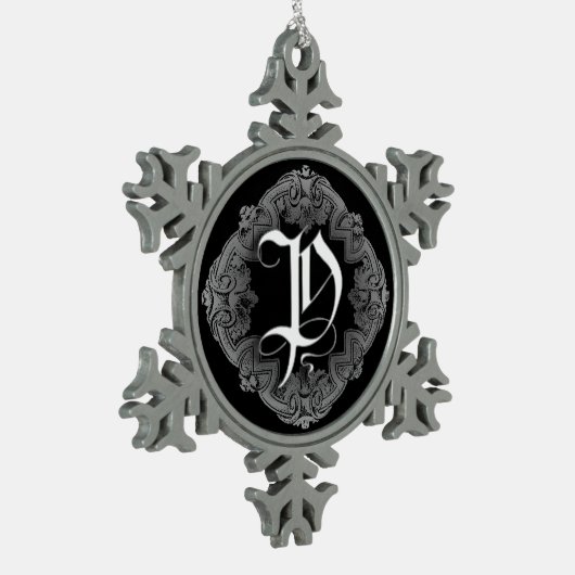 Elegant Gothic Initiaal P Snowflake Ornament (Links)
